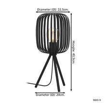 Černá stolní lampa o rozměrech 43,5 cm výška a 22,5 cm průměr