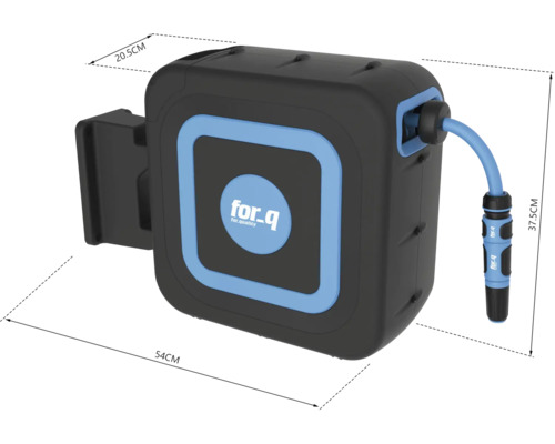 Naviják na zahradní hadici s hadicí a logem for_q