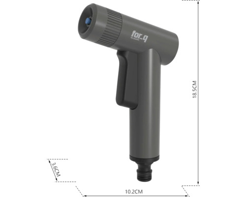 Vodní stříkací pistole For Q s rozměry