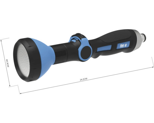 Zahradní postřikovač o délce 24,2 cm a průměru 5,9 cm