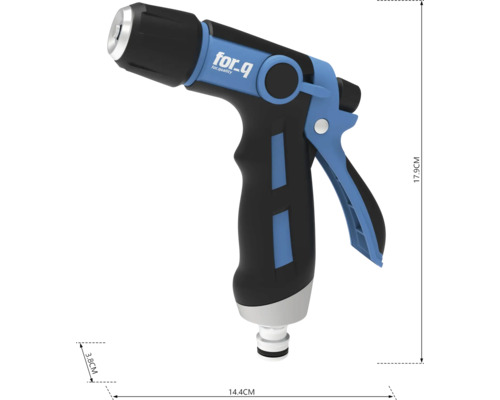 Zahradní postřikovač o rozměrech 17,9 cm na výšku a 14,4 cm na šířku