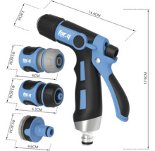 Logo For Q Zahradní stříkací pistole s konektory a rozměry