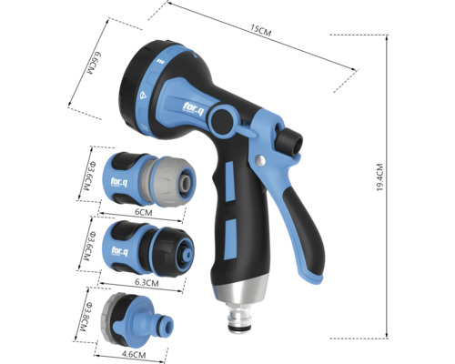 Stříkací pistole For Q s rozměry