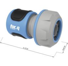 Konektor zahradní hadice o rozměrech 6,3 cm délky a 4 cm v průměru