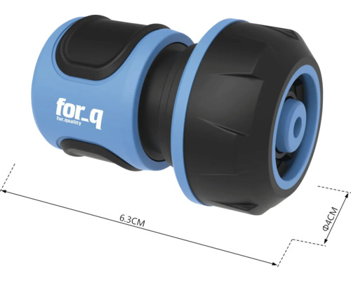 Zahradní hadicová spojka o délce 6,3 centimetru a průměru 4 centimetry