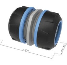 Potrubní spojka o rozměrech 5,6 cm na délku a 4,7 cm v průměru