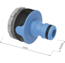 Spojka zahradní hadice o rozměrech 4,6 cm délky a 3,8 cm průměru