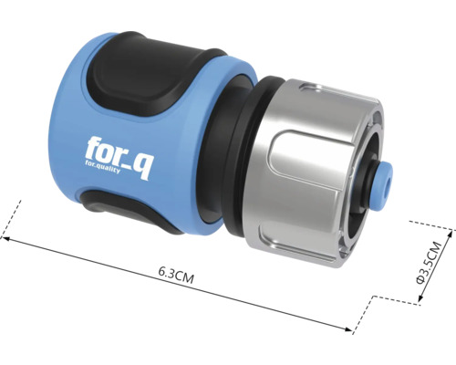 Konektor zahradní hadice o rozměrech 6,3 cm x 3,5 cm