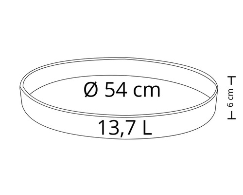 Kulatá květinová mísa o průměru 54 centimetrů a objemu 13,7 litru