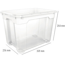 Úložný box z plastu o rozměrech 368 x 256 x 264 milimetrů