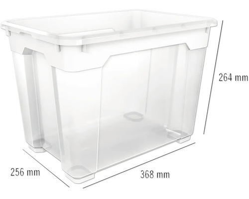 Úložný box z plastu o rozměrech 368 x 256 x 264 milimetrů