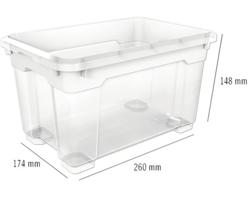 Plastový úložný box o rozměrech 260 x 174 x 148 milimetrů