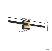 LED nástěnné svítidlo o rozměrech 60 cm délka, 11 cm výška a 7 cm vzdálenost