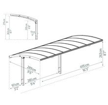 Technický výkres přístřešku pro auto s rozměry