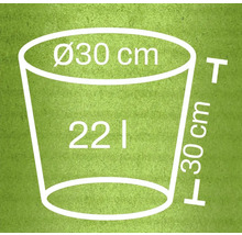 Květináč o rozměrech průměr 30 cm, výška 30 cm a objem 22 litrů