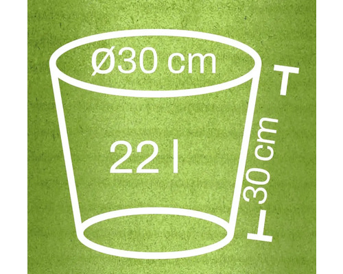 Květináč o rozměrech průměr 30 cm, výška 30 cm a objem 22 litrů