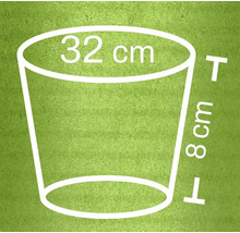 Ilustrace květináče o rozměrech 32 cm v průměru a 8 cm na výšku