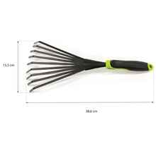 Kovové hrábě na listí, 38,6 cm dlouhé a 15,5 cm široké