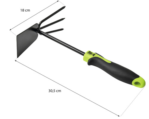 Zahradní motyčka se třemi hroty o šířce 18 cm a délce 30,5 cm