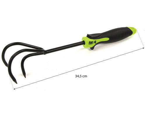 Zahradní kultivátor se třemi hroty a délkou 34,5 cm
