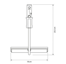 Technický výkres stěrky na okna o výšce 25,5 centimetrů a šířce 18 centimetrů.