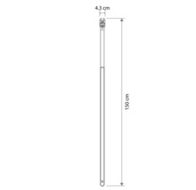 Technický výkres násady na nářadí o celkové délce 150 centimetrů a horní šířce 4,3 centimetru.