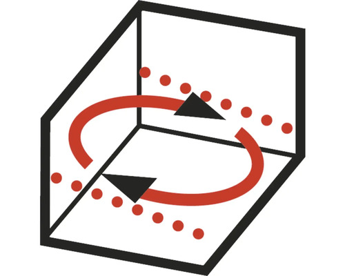 Symbol cirkulace vzduchu v místnosti.