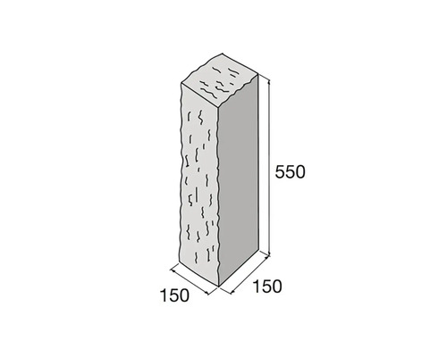Strukturovaný palisádový kámen s rozměry 150 na 150 na 550.