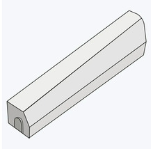 Podlouhlý betonový obrubník se zkosenou horní hranou a systémem pero a drážka pro zahradní obruby.