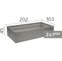 Kovový vyvýšený záhon o rozměrech 202 centimetrů délky, 103 centimetrů šířky a 45 centimetrů výšky, model 2x1 MINI.