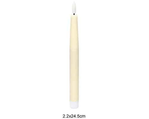 LED tyčová svíčka z pravého vosku, 2.2 krát 24.5 centimetrů, s blikajícím plamenem.