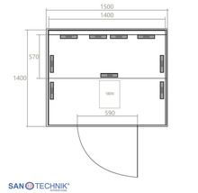 Infrasauna Oslo 150x150x200 cm 2625 W pro 2 osoby J40150