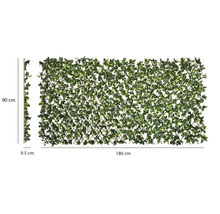 Umělý živý plot na roztahovací dřevěné mříži, 180 na 90 centimetrů, zástěna pro zahradu a balkon.