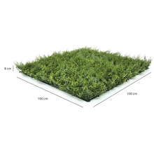Umělý živý plot 100 x 100 centimetrů s výškou 8 centimetrů, čtvercová stěna z umělých rostlin na plastové mřížce.