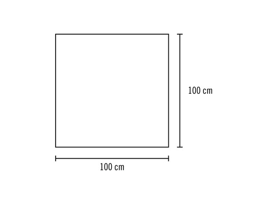 Čtverec s rozměry 100 centimetrů na 100 centimetrů.