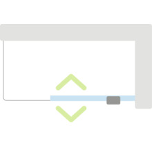 Symbol pro zvedací a spouštěcí mechanismus u sprchových koutů.