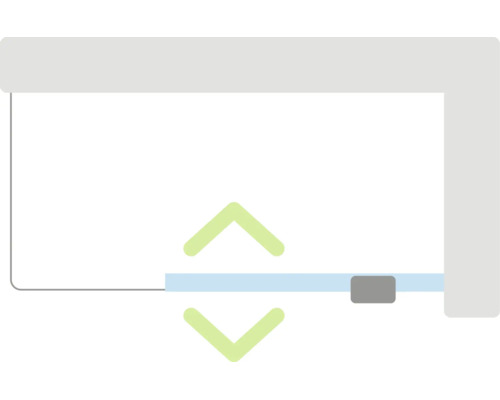 Symbol pro zvedací a spouštěcí mechanismus u sprchových koutů.