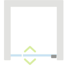 Symbol pro automatické padací dveřní těsnění.