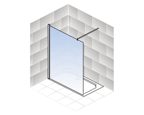 Sprchový kout se skleněnou stěnou a sprchovou vaničkou v koupelně.