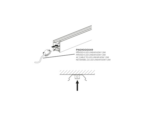 Ilustrace napájecího kabelu LED Linear 60W 1,5 metru