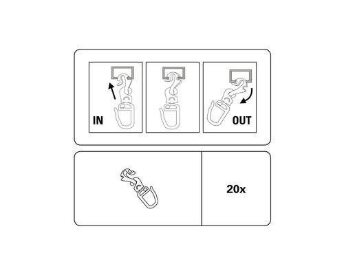 Návod k upevnění karabiny, 20 kusů