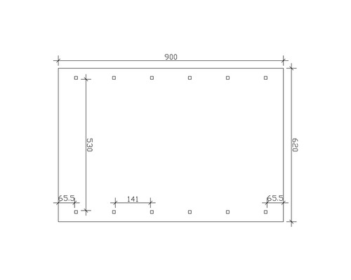 Technický výkres s rozměry: 900, 620, 530 a 141.