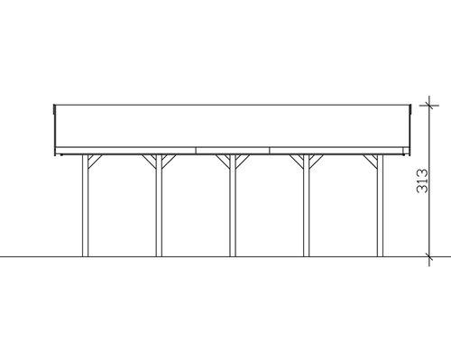 Technický nákres karportu s výškovou informací 313