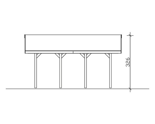 Technický výkres přístřešku pro auto s rozměrem 326