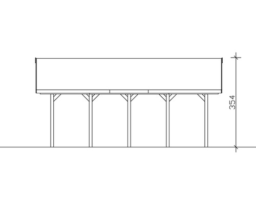 Nákres přístřešku pro auto s výškou 354