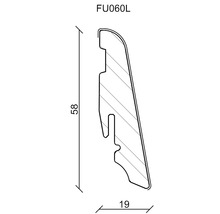 Technický výkres profilu o rozměrech 58 krát 19 milimetrů