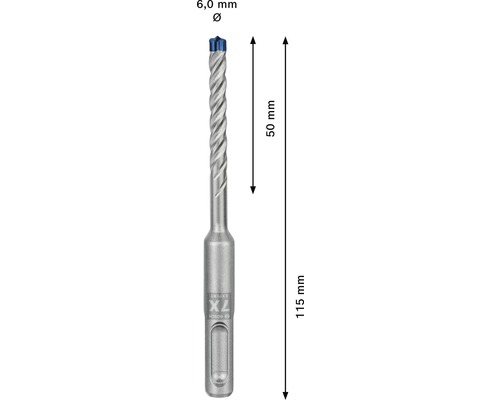 Vrták o průměru 6 milimetrů a délce 115 milimetrů