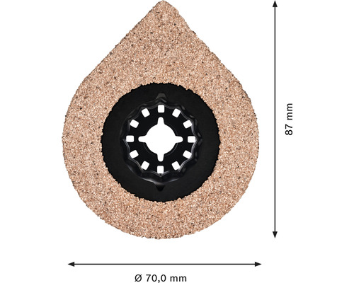 Oscilační pilový list o průměru 70 milimetrů a délce 87 milimetrů