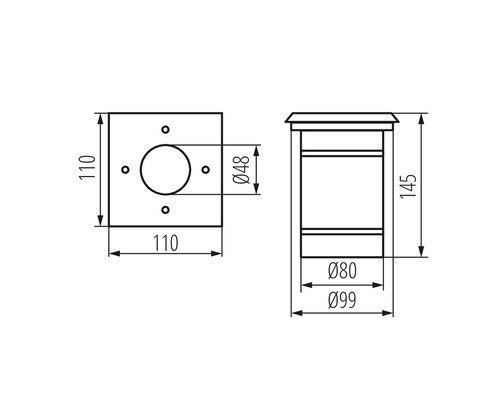 Technický nákres poštovní schránky s rozměry