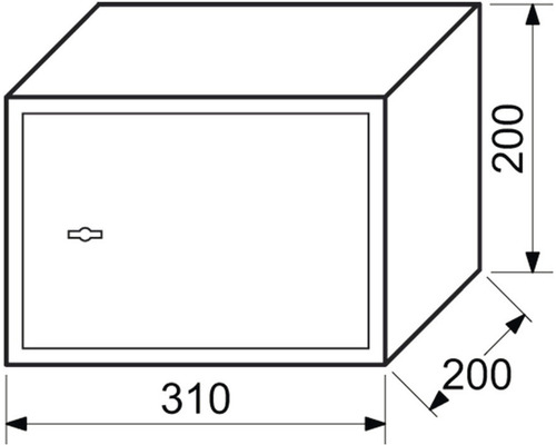 Obrázek trezoru o rozměrech 310 x 200 x 200 milimetrů